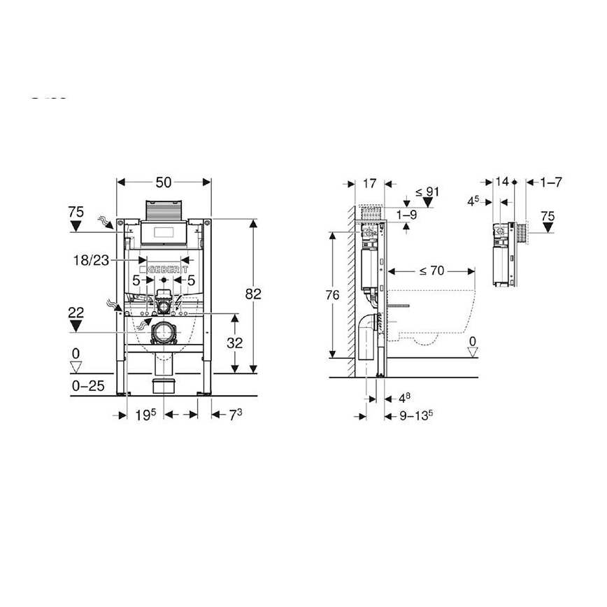 Geberit 111.003.00.2 - Module d'installation encastré Duofix 82 cm pour WC suspendu