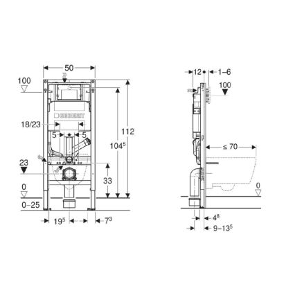 Geberit 111.364.00.6 - Module d'encastrement pour WC suspendu Duofix 112 cm