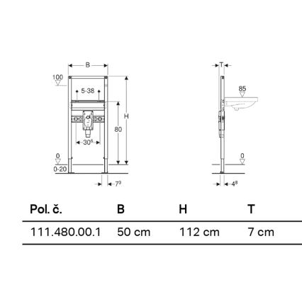 Geberit 111.480.00.1 - Module encastré Duofix 112 cm pour lavabo suspendu