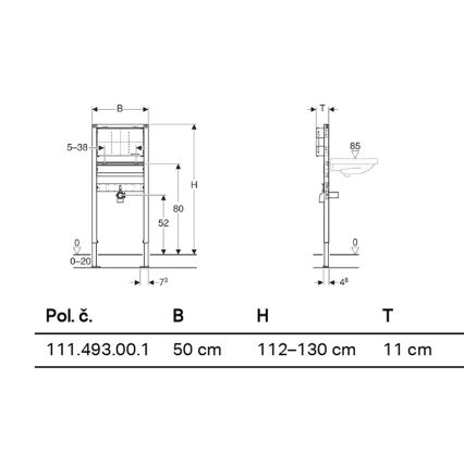 Geberit 111.493.00.1 - Module d'encastrement pour lavabo suspendu Duofix 112–130 cm