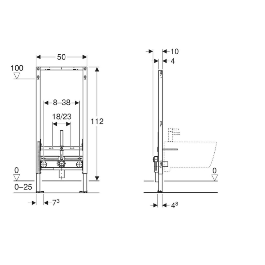 Geberit 111.510.00.2 - Modulo da incasso Duofix per bidet 112 cm