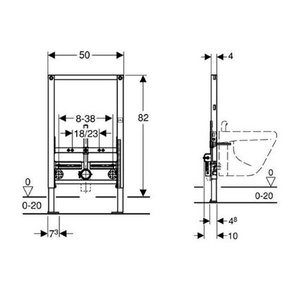 Geberit 111.515.00.1 - Modulo da incasso per bidet Duofix 82 cm