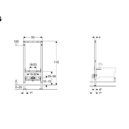 Geberit 111.534.00.2 - Modulo da incasso per bidet Duofix 112 cm