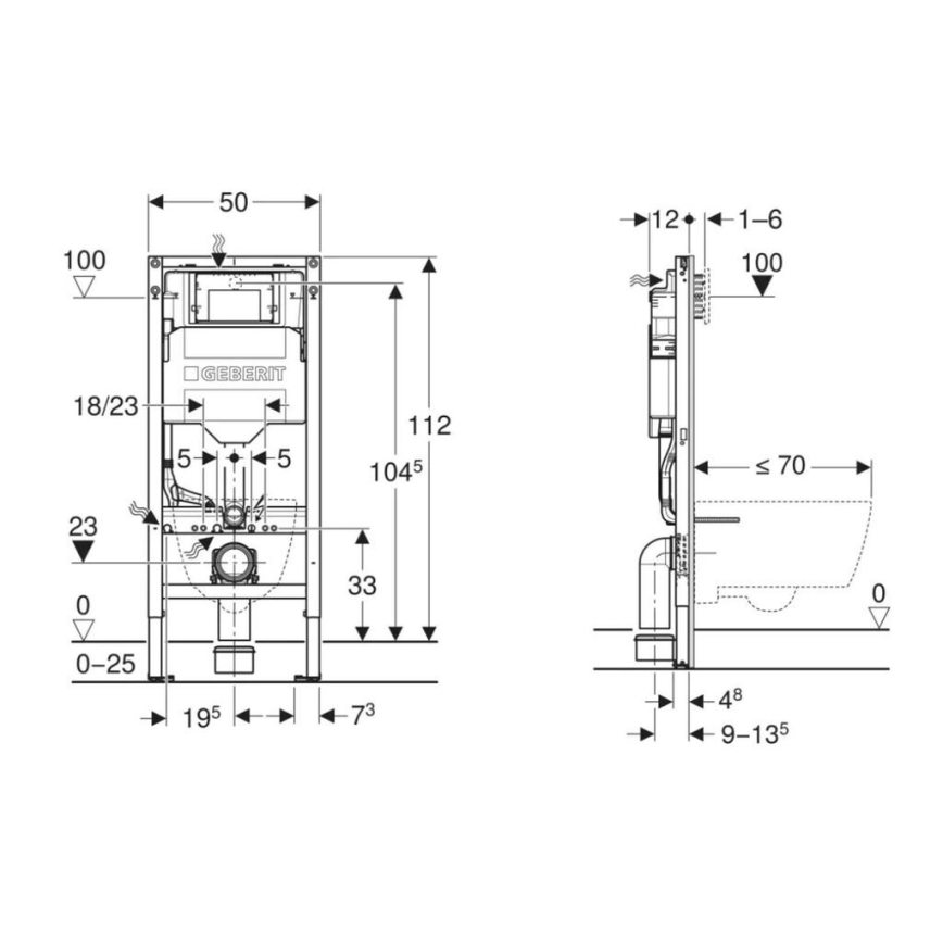 Geberit 111.925.00.6 - Module encastré d'installation pour WC suspendu Duofix 112 cm