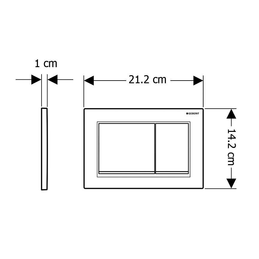 Geberit 115.080.KM.1 - Plaque de commande Omega30 21,2x14,2 cm noir/chrome brillant