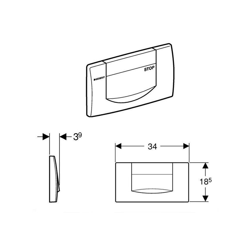 Geberit 115.222.11.1 - Bouton de chasse 200F 34x18,5 blanc alpin