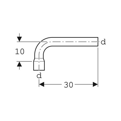 Geberit 118.011.11.1 - Verlängerungs-Spülbogen 90° Alpinweiß