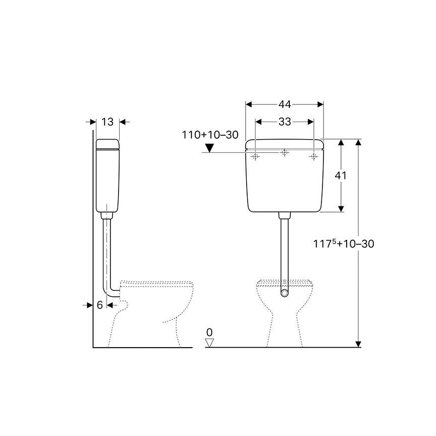 Geberit 127.005.11.1 - Cassetta di risciacquo AP127 6/9 l bianco alpino