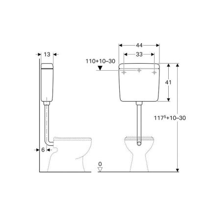 Geberit 127.005.11.1 - Cassetta di scarico AP127 6/9 l bianco alpino