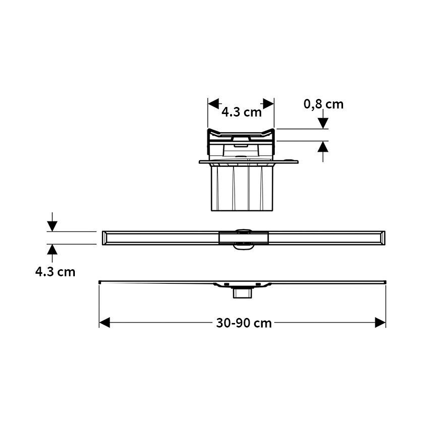 Geberit 154.450.KS.1 - Canale di scarico CleanLine 90 x 4,3 cm in acciaio inox