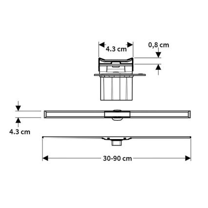 Geberit 154.453.KS.1 - Canalina di scarico CleanLine 90x0,8 cm in acciaio inox