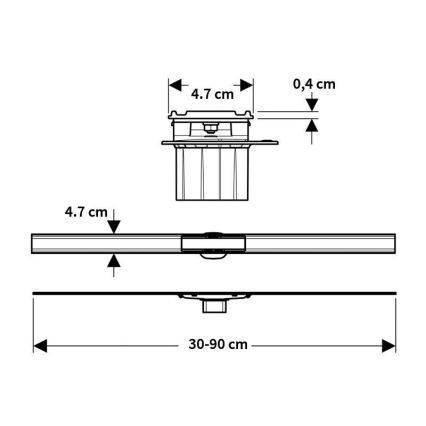 Geberit 154.458.00.1 - Canalina di scarico CleanLine 90x4,7 cm in acciaio inox