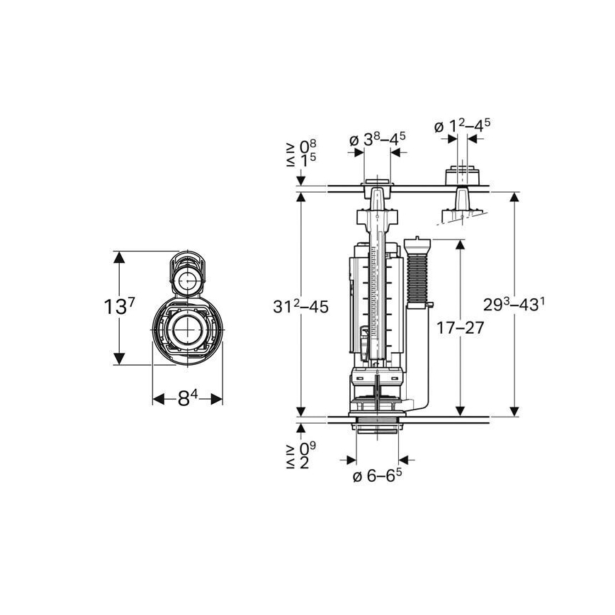 Geberit 282.050.21.2 - Mécanisme de chasse d'eau Type 290