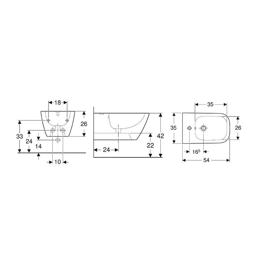 Geberit 500.209.01.1 - Bidet sospeso Smyle Square ceramica/bianco