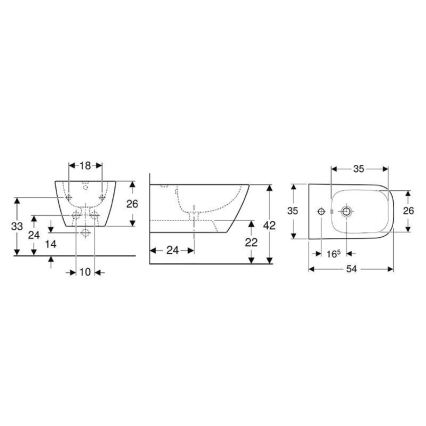 Geberit 500.209.01.1 - Bidet suspendu Smyle Square céramique/blanc
