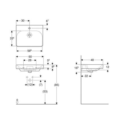 Geberit 500.229.01.1 - Lavabo sospeso Smyle Square 60x48 cm ceramica/bianco