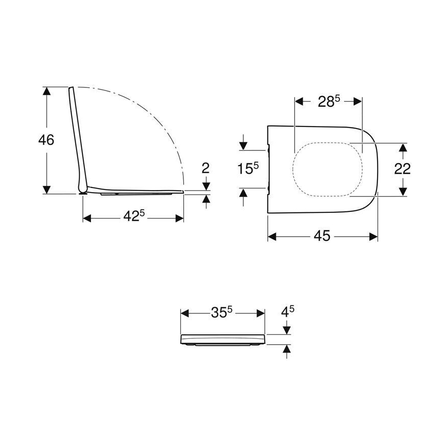 Geberit 500.687.01.1 - Abattant WC SoftClose Smyle Square duroplast/blanc