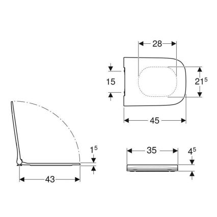 Geberit 500.688.01.1 - Abattant de WC SoftClose Smyle Square, en duroplast, blanc