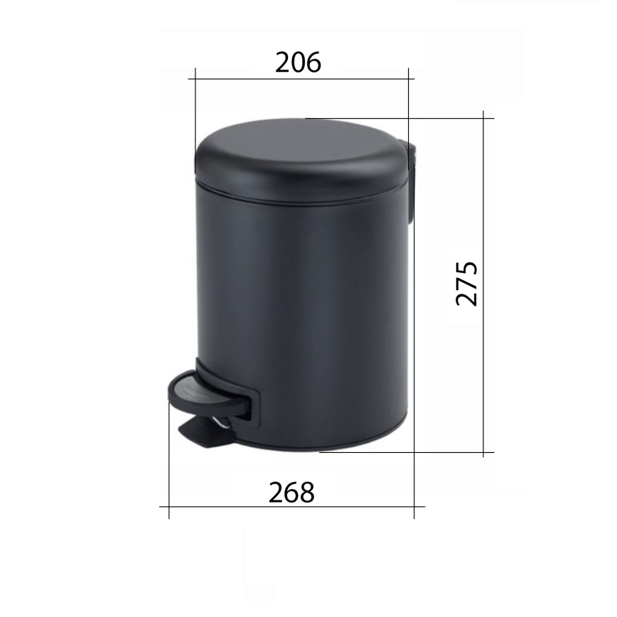 Gedy - Abfalleimer POTTY 5 l, Soft-Close, matt schwarz