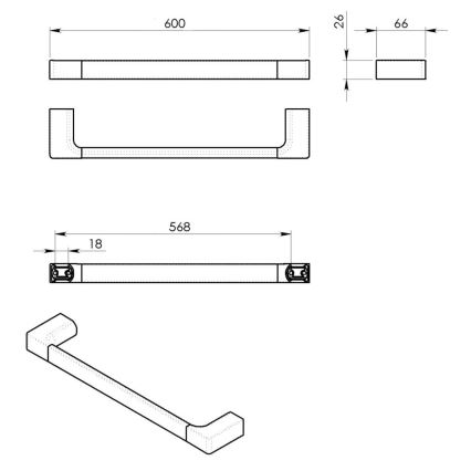 Gedy - Appendiabiti da parete PIRENEI 6,6x60 cm cromo lucido
