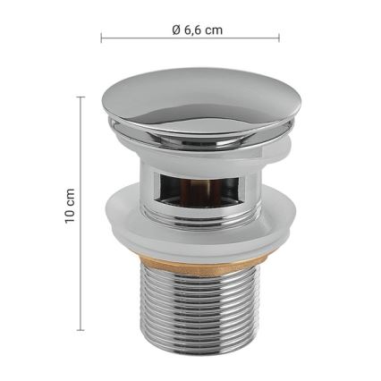 Gedy - Bonde de lavabo à clapet CLICK-CLACK Ø 6,6 cm finition chrome brillant