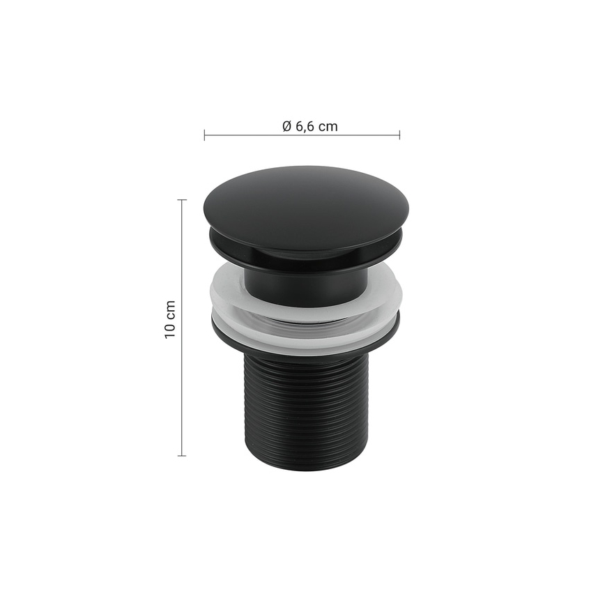 Gedy - Bonde de lavabo CLICK-CLACK Ø 6,6 cm, noire mate