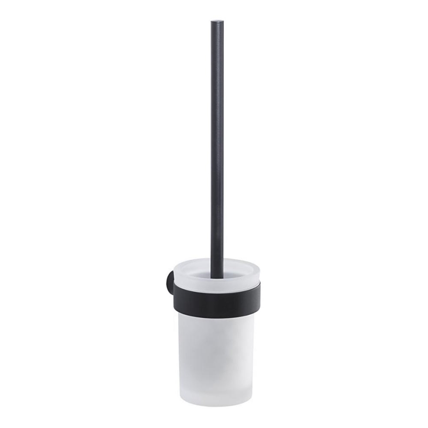 Gedy - Brosse de toilette à fixation murale PIRENEI mat noir/verre satin