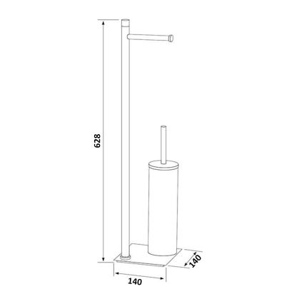 Gedy - Brosse WC sur pied avec porte-rouleau TRILLY, gris métallisé