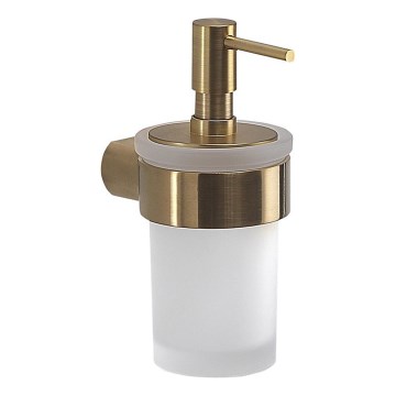 Gedy - Distributeur de savon mural PIRENEI 110 ml en verre opalin / finition or mat
