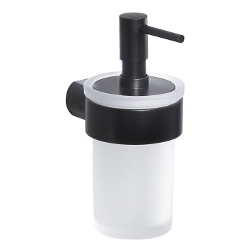 Gedy - Distributeur de savon mural PIRENEI 110 ml verre opalin/noir mat