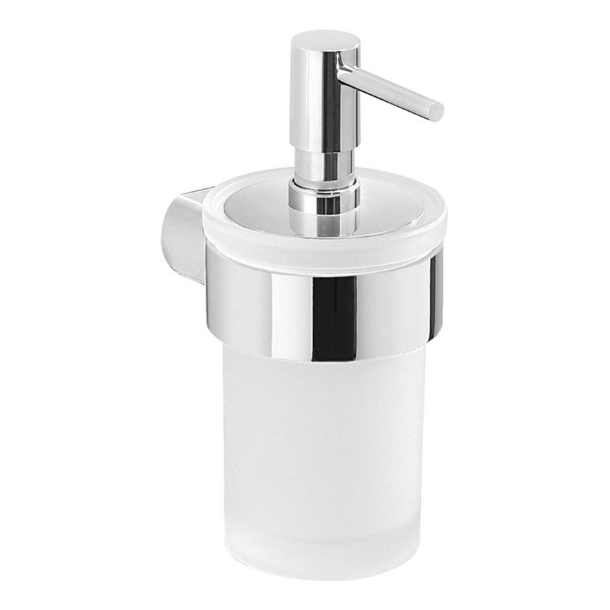 Gedy - Distributeur mural de savon PIRENEI 110 mm blanc de lait verre/chrome brillant