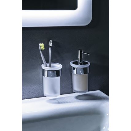 Gedy - Distributore di sapone a parete PIRENEI 110 mm bianco latte vetro/cromo lucido