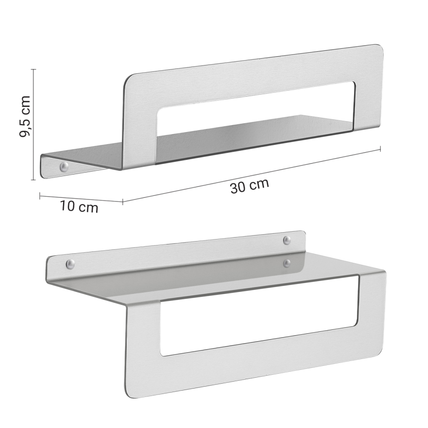 Gedy - Étagère avec porte-serviettes CLEO 30 cm, acier inoxydable mat
