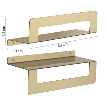 Gedy - Étagère avec porte-serviettes CLEO 30 cm, finition dorée mate