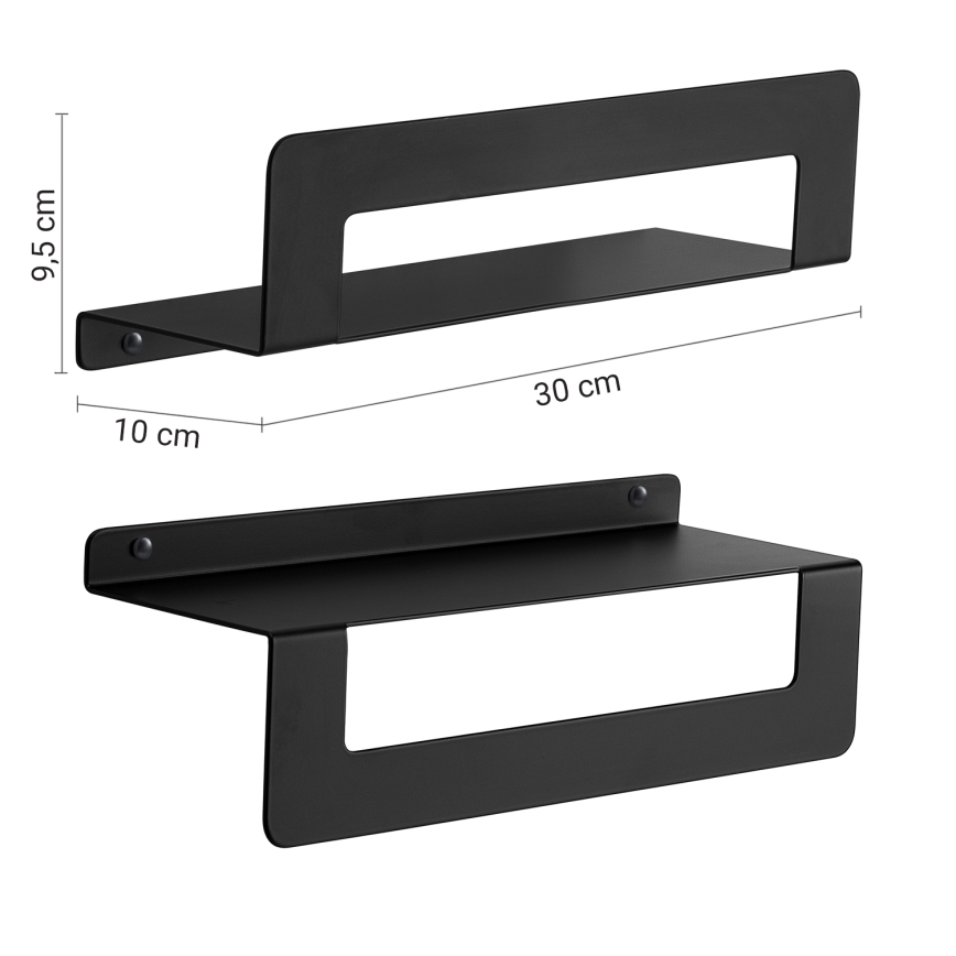 Gedy - Étagère avec porte-serviettes CLEO 30 cm noire mate
