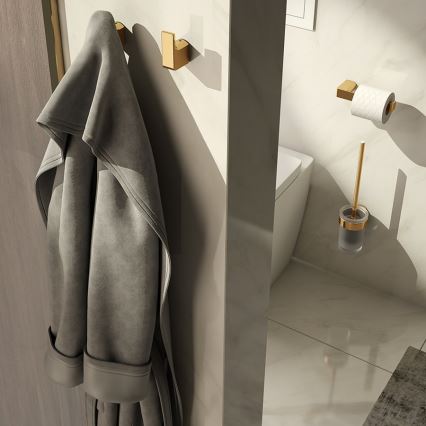 Gedy - Lot de 2 crochets muraux PIRENEI, doré mat