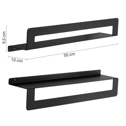 Gedy - Mensola con porta-asciugamani CLEO 50 cm nero opaco