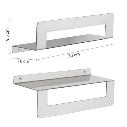 Gedy - Mensola con portasciugamani CLEO 30 cm acciaio inox satinato