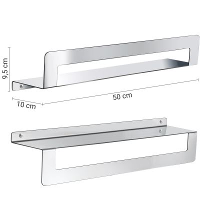 Gedy - Mensola con portasciugamani CLEO 50 cm, acciaio inox lucido