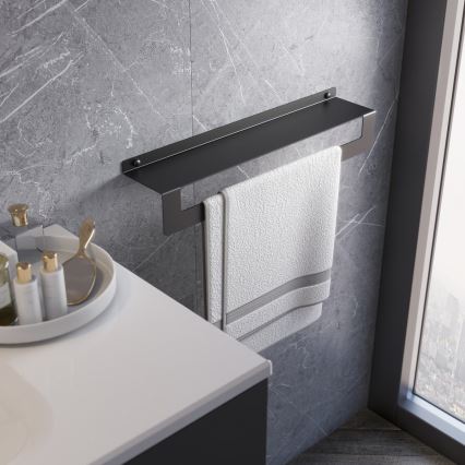 Gedy - Mensola con portasciugamani CLEO 50 cm acciaio inox satinato