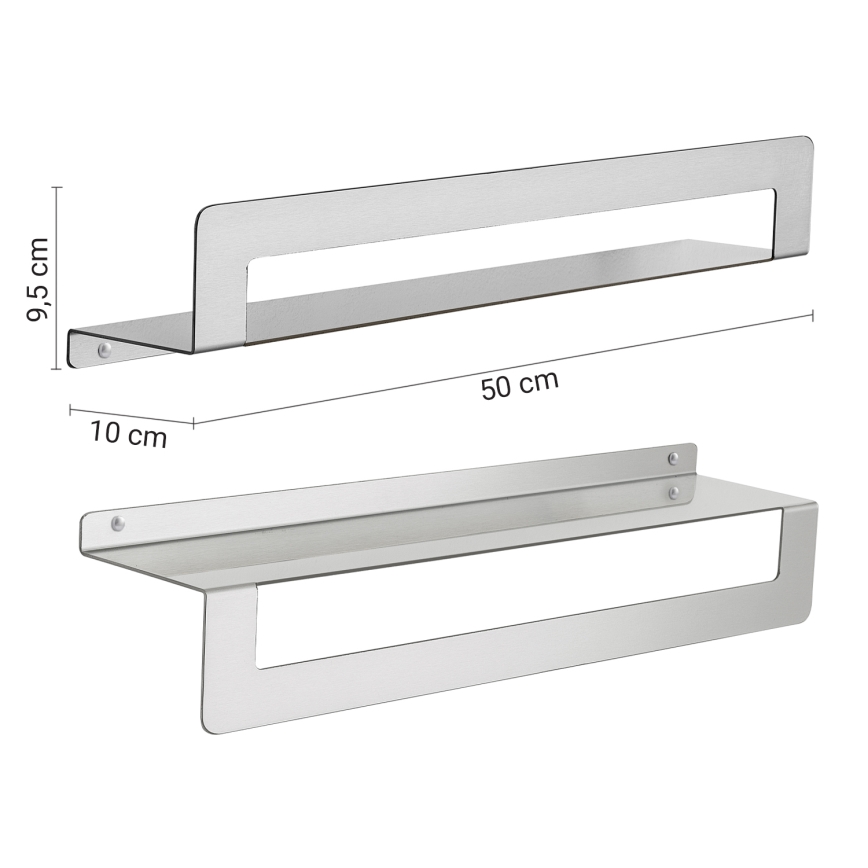 Gedy - Mensola con portasciugamani CLEO 50 cm acciaio inox satinato