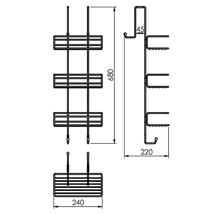 Gedy - Mensola da parete per doccia CHROM LINE 68x24 cm, cromo lucido