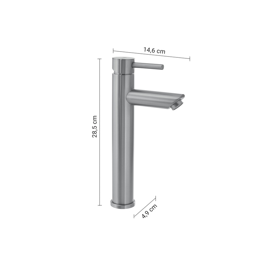 Gedy - Miscelatore per lavabo ALTO 28,5 cm in cromo opaco