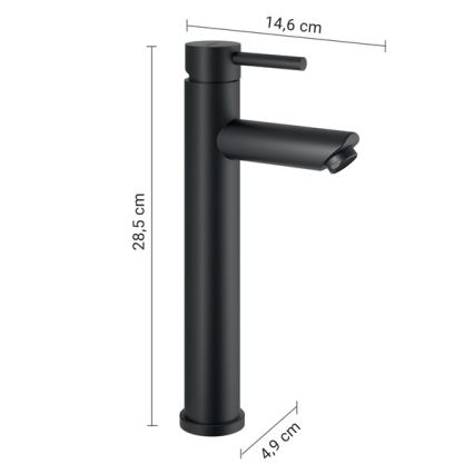 Gedy - Mitigeur pour lavabo ALTO HIGH 28,5 cm noir mat