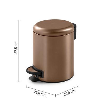 Gedy - Mülleimer POTTY 5 l mit Soft-Close-Funktion, Bronze