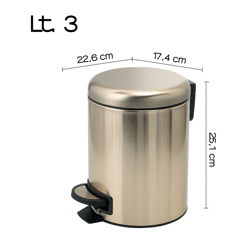 Gedy - Pattumiera POTTY 3 l a chiusura rallentata, oro opaco