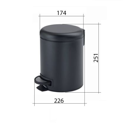 Gedy - Pattumiera POTTY 3 l con chiusura ammortizzata, grigio metallico