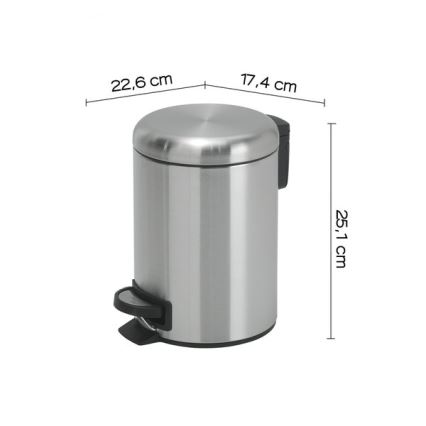 Gedy - Pattumiera POTTY 3 L con chiusura rallentata in acciaio inox