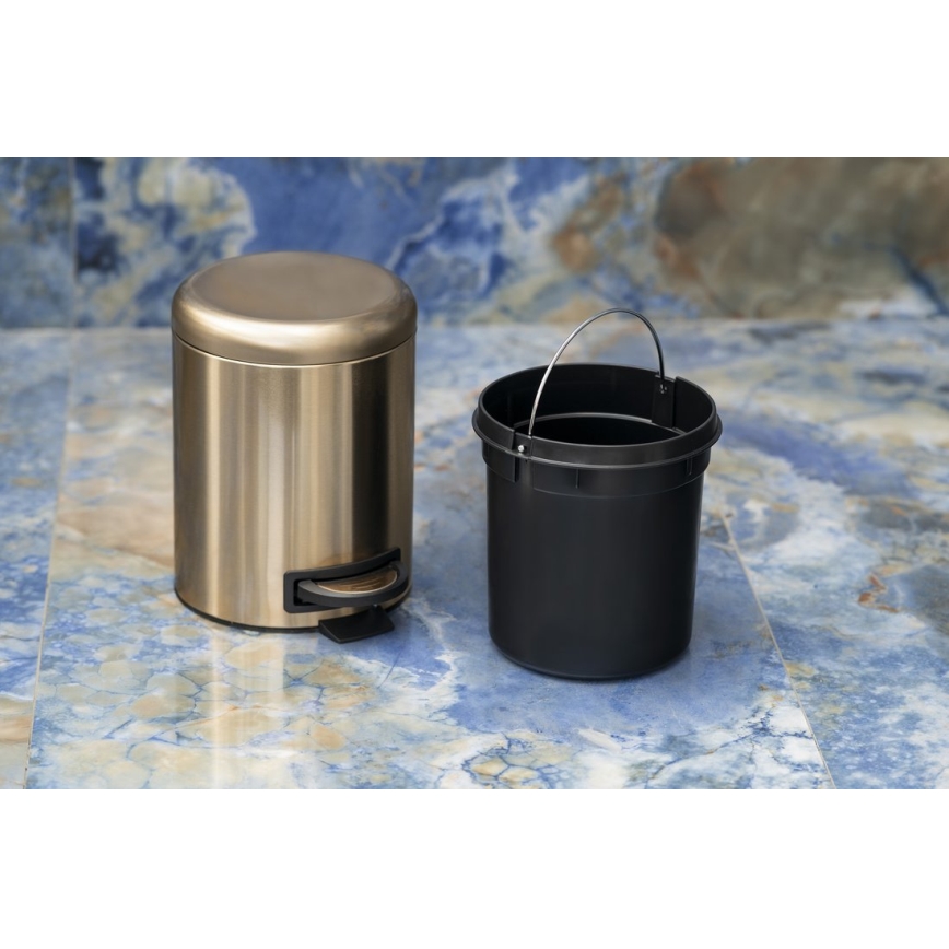 Gedy - Pattumiera POTTY 5 l con chiusura ammortizzata, finitura oro opaco