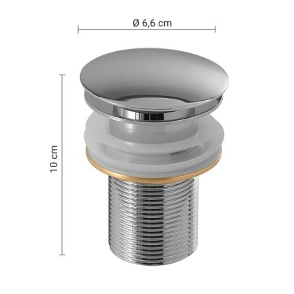 Gedy - Piletta per lavabo CLICK-CLACK Ø 6,6 cm cromo lucido